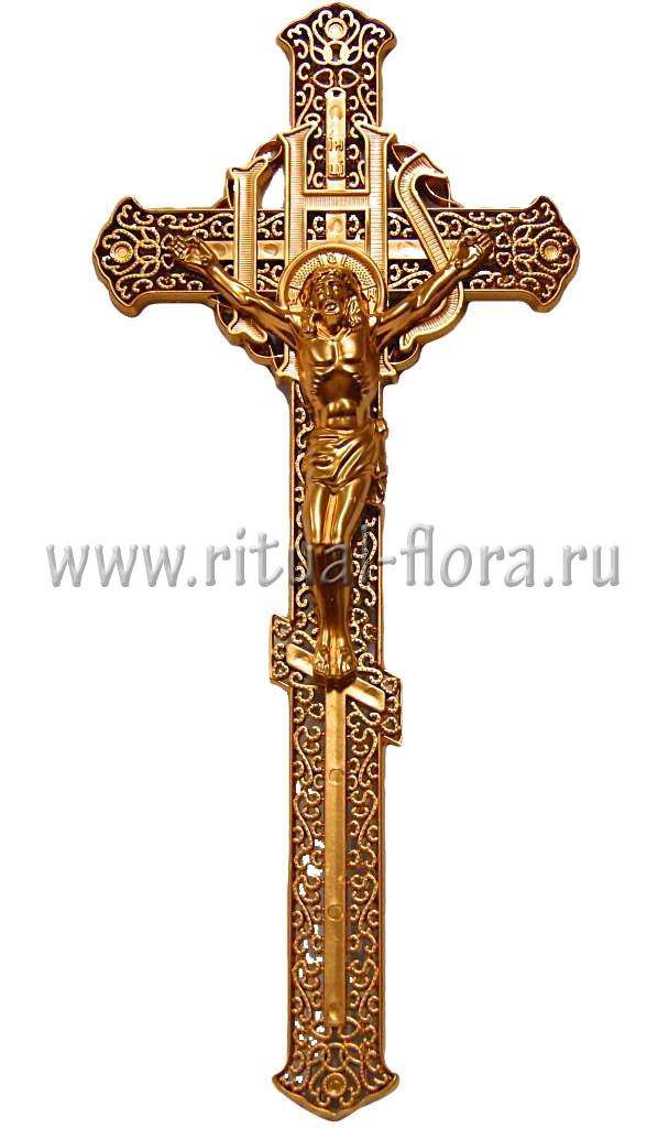 Крест на гроб Модерн с распятием средним золото